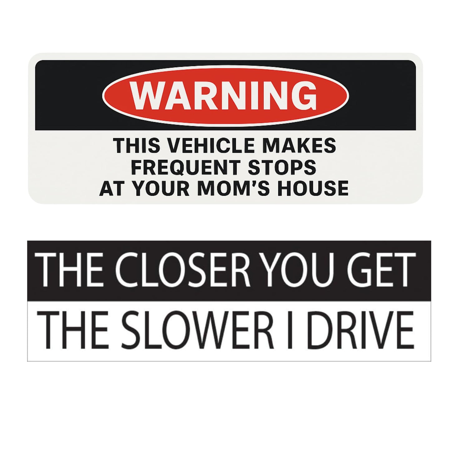 Funny Car Bumper Magnets, 2 Pack Warning Signs, Commercial Grade Magnetic Vinyl, 9 Inch Vehicle Decals for Cars Trucks SUV, Weather Resistant Humor