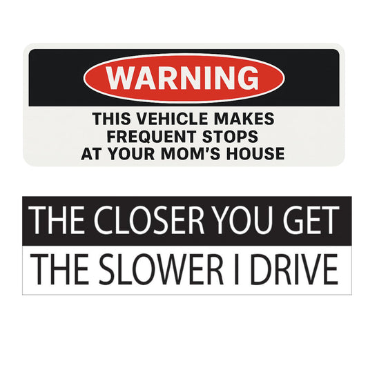Funny Car Bumper Magnets, 2 Pack Warning Signs, Commercial Grade Magnetic Vinyl, 9 Inch Vehicle Decals for Cars Trucks SUV, Weather Resistant Humor