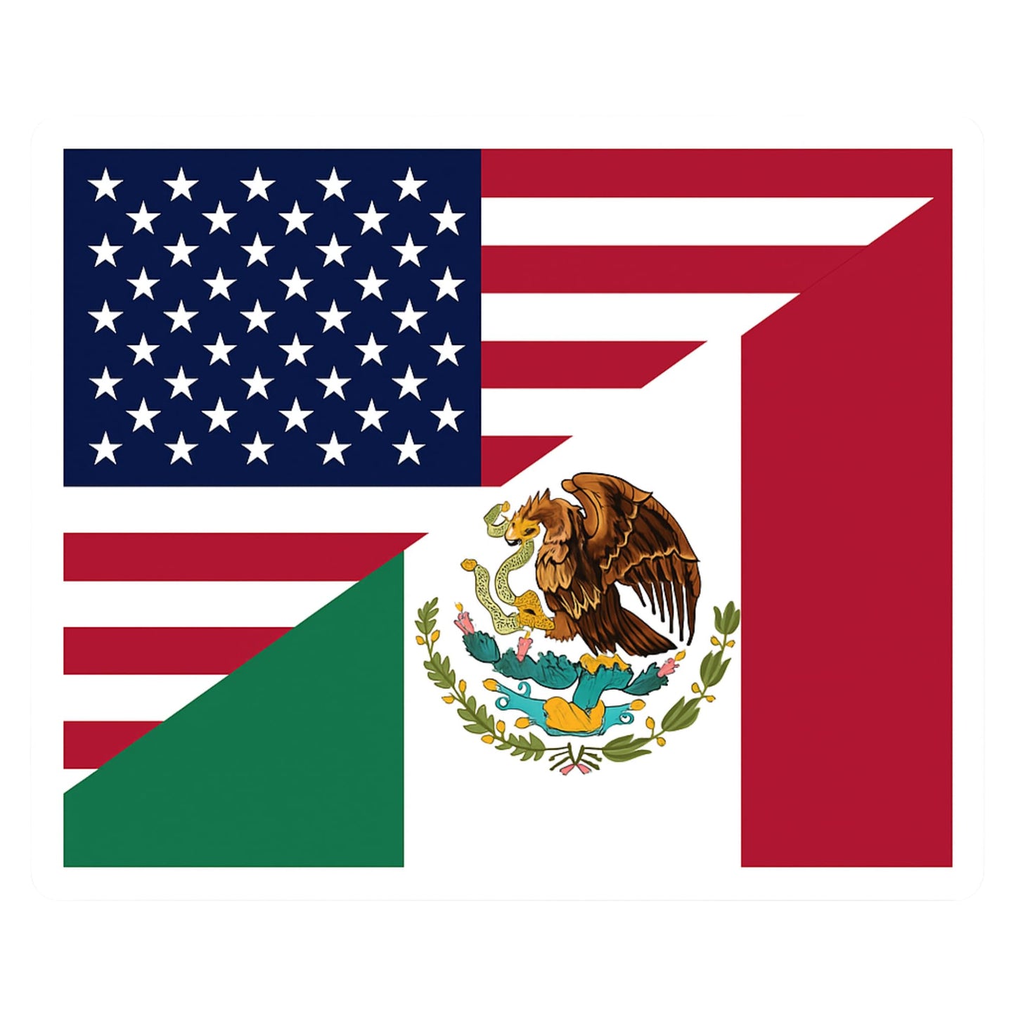 Patriotic USA Mexico Unity Flag Sticker, Vinyl Decal, 3 x 3 Inch, 3 Pack, Weatherproof UV-Resistant Design for Laptop, Car, Water Bottle, Helmet