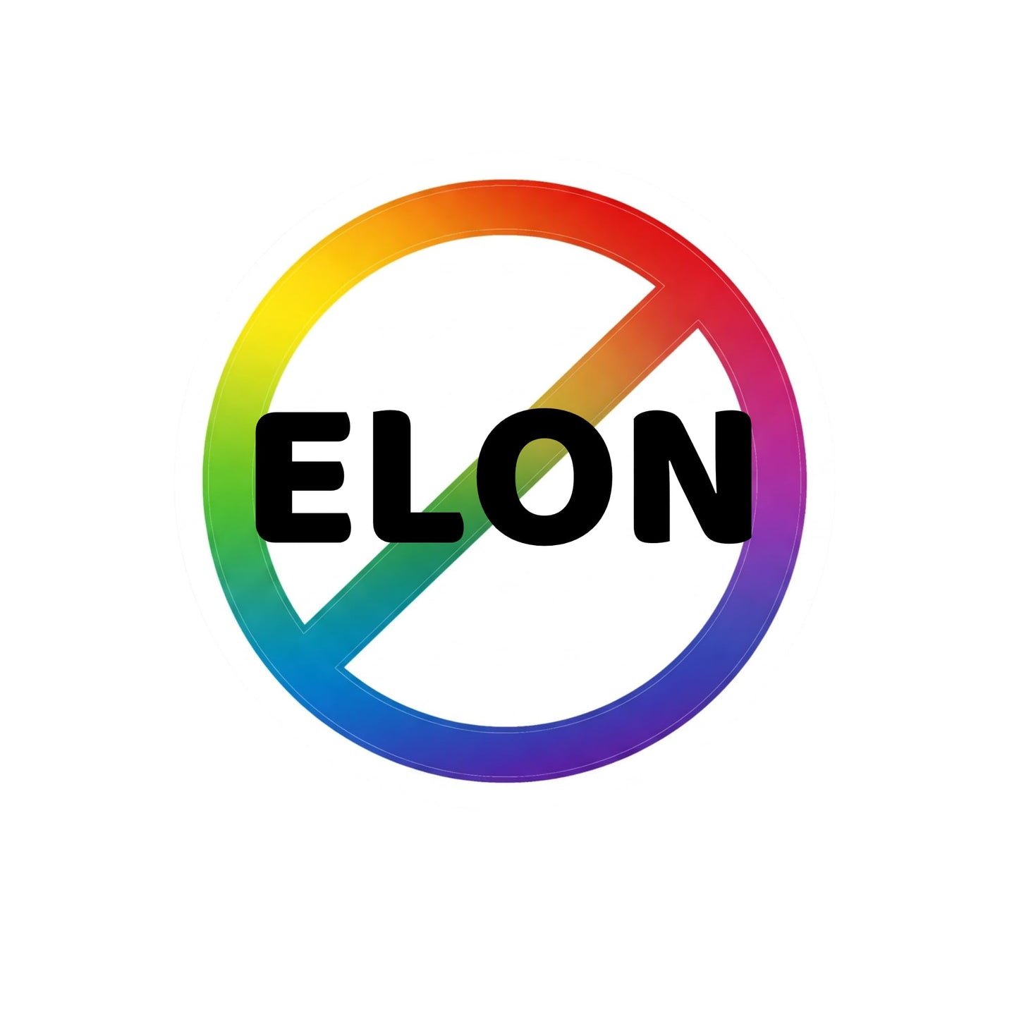 Rainbow Pride No Elon Car Decal, Protest Sticker, Tesla Owner Humor, Multicolor