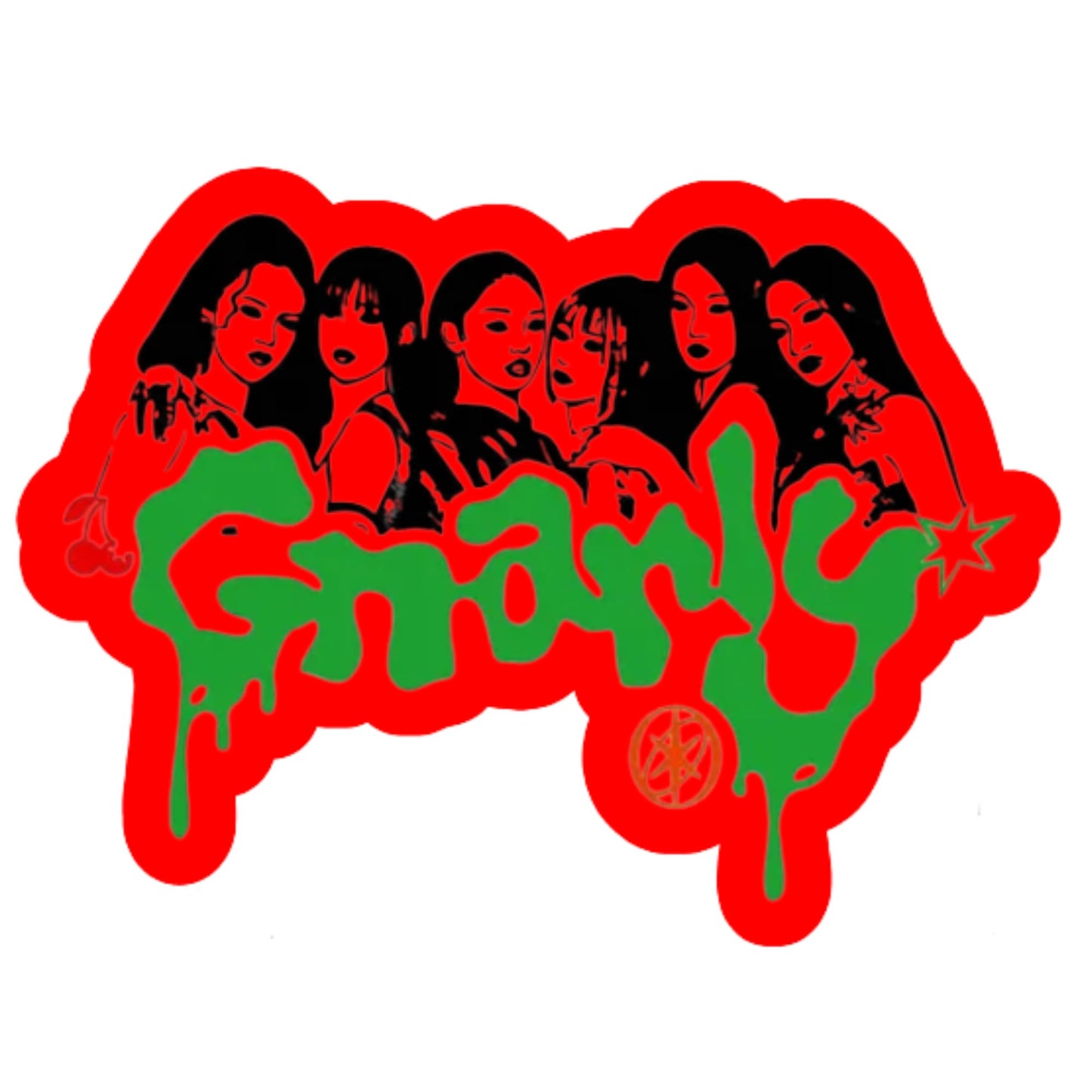 Gnarly Stickers 4 Pack, 3 Inch Vinyl Decals, Neon Colorway Drip Style, Waterproof for Laptop Car Skateboard