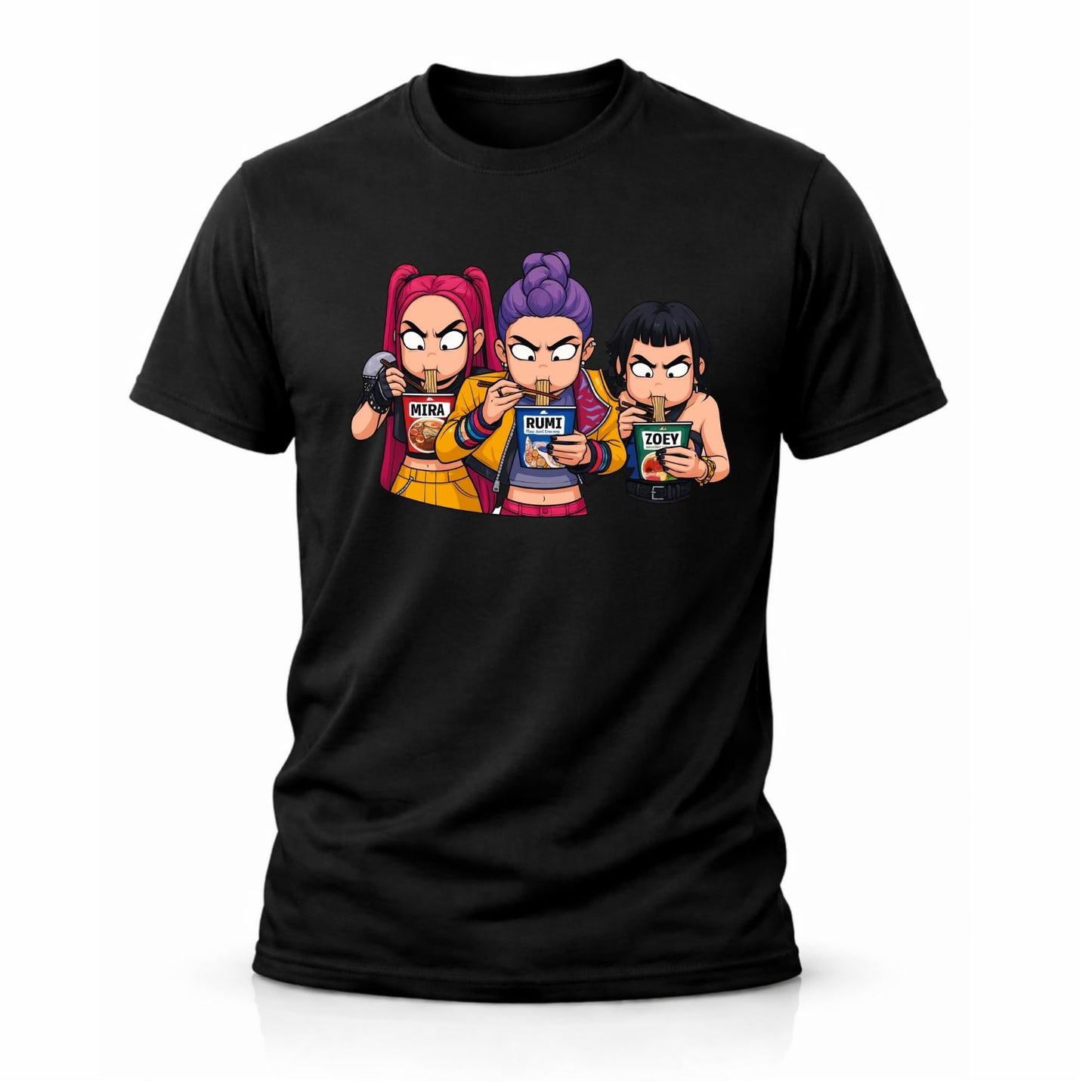 Anime Ramen Girls T Shirt Funny Anime Shirt Japanese Noodle Lover Graphic Tee Men Women Black