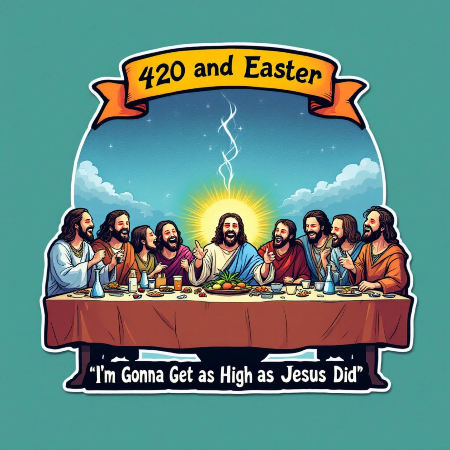 420 & Easter: Happy 420 & Eater Sticker - 3 Inch