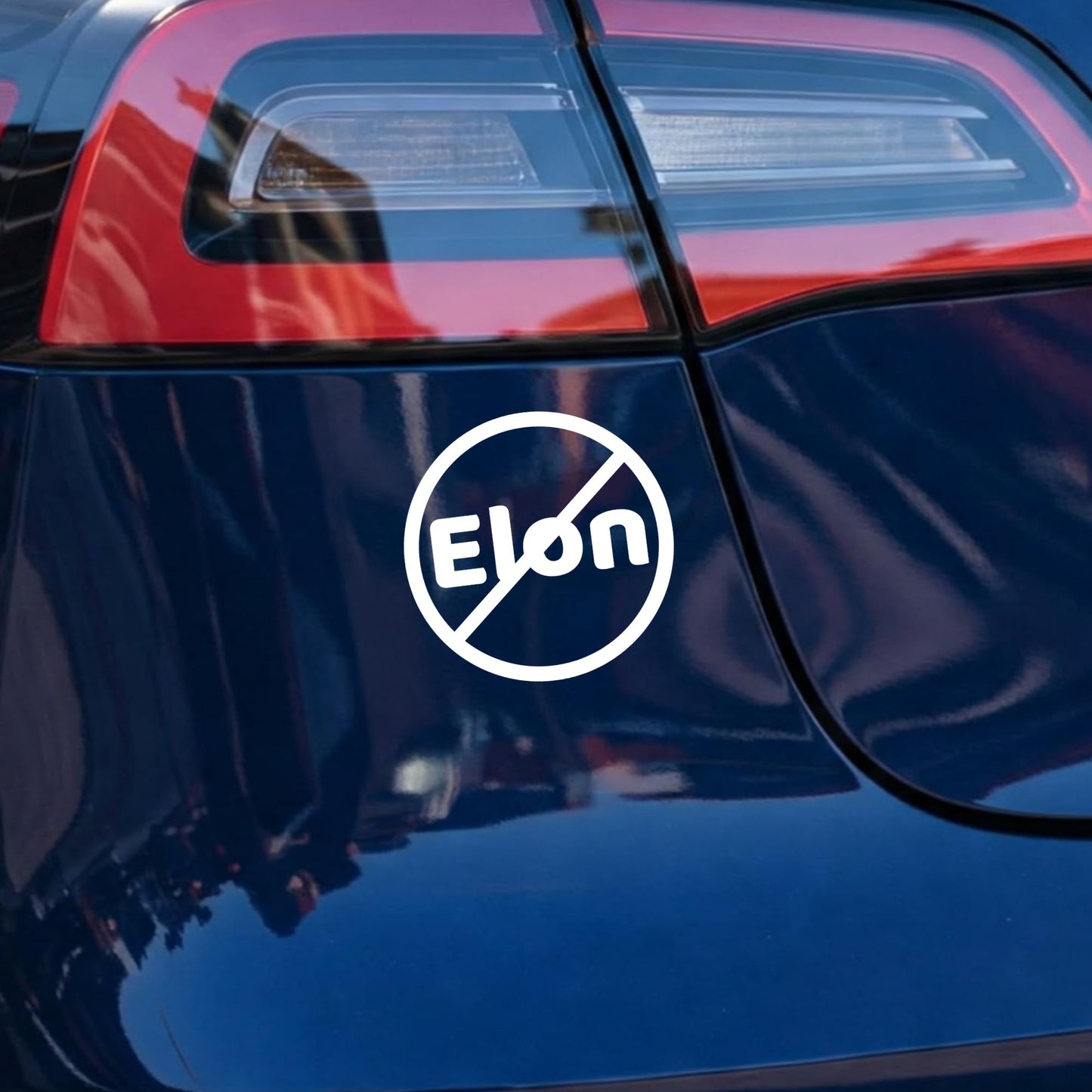 No Elon Vinyl Decal | Funny Anti Tesla Driver Sticker | 4-Inch White Car Window Decal | Waterproof & Fade Resistant Vinyl Bumper Sticker