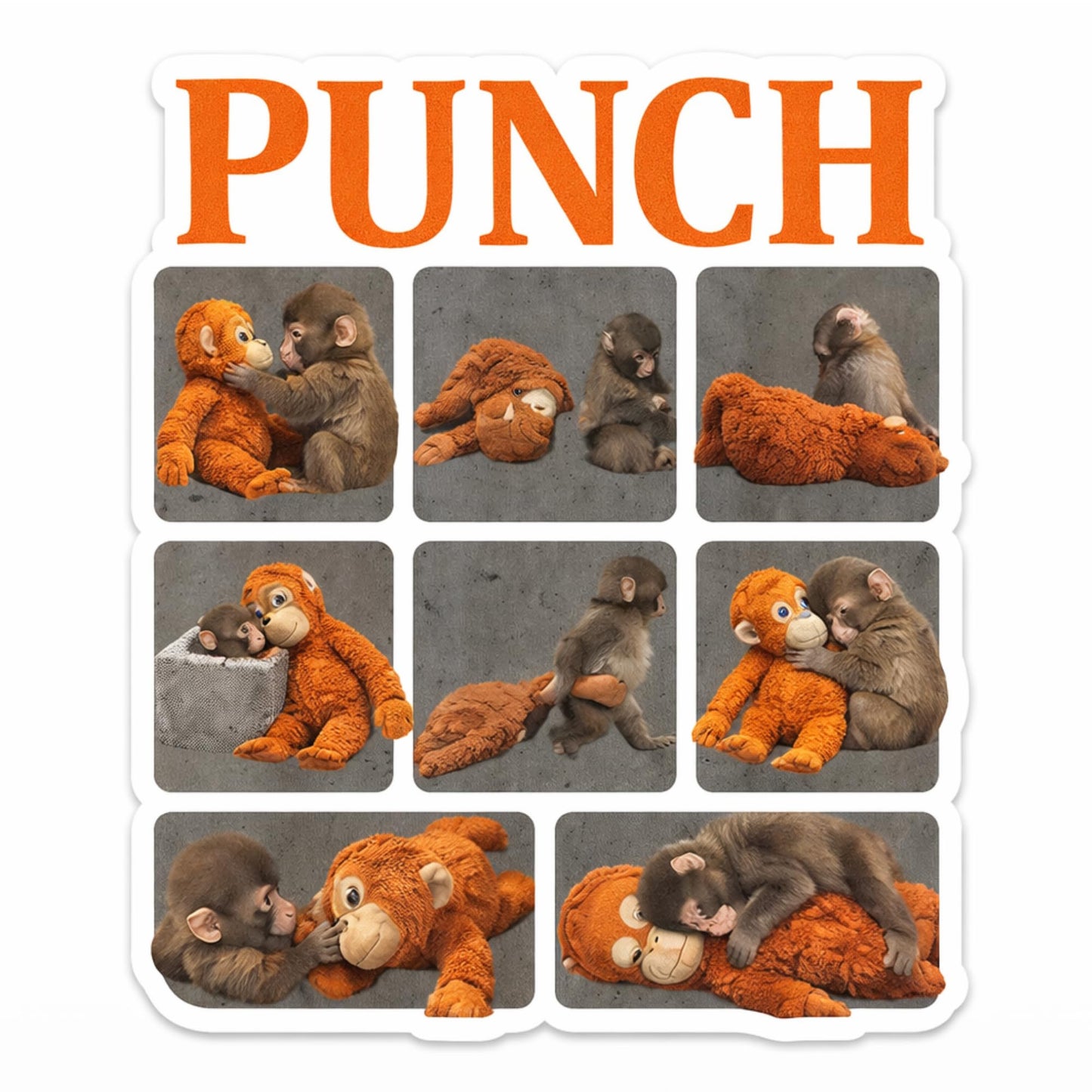 Punch The Monkey Sticker, 5 Inch Waterproof Vinyl, Viral Meme Multi Panel Design, Laptop Water Bottle Tumbler Decal