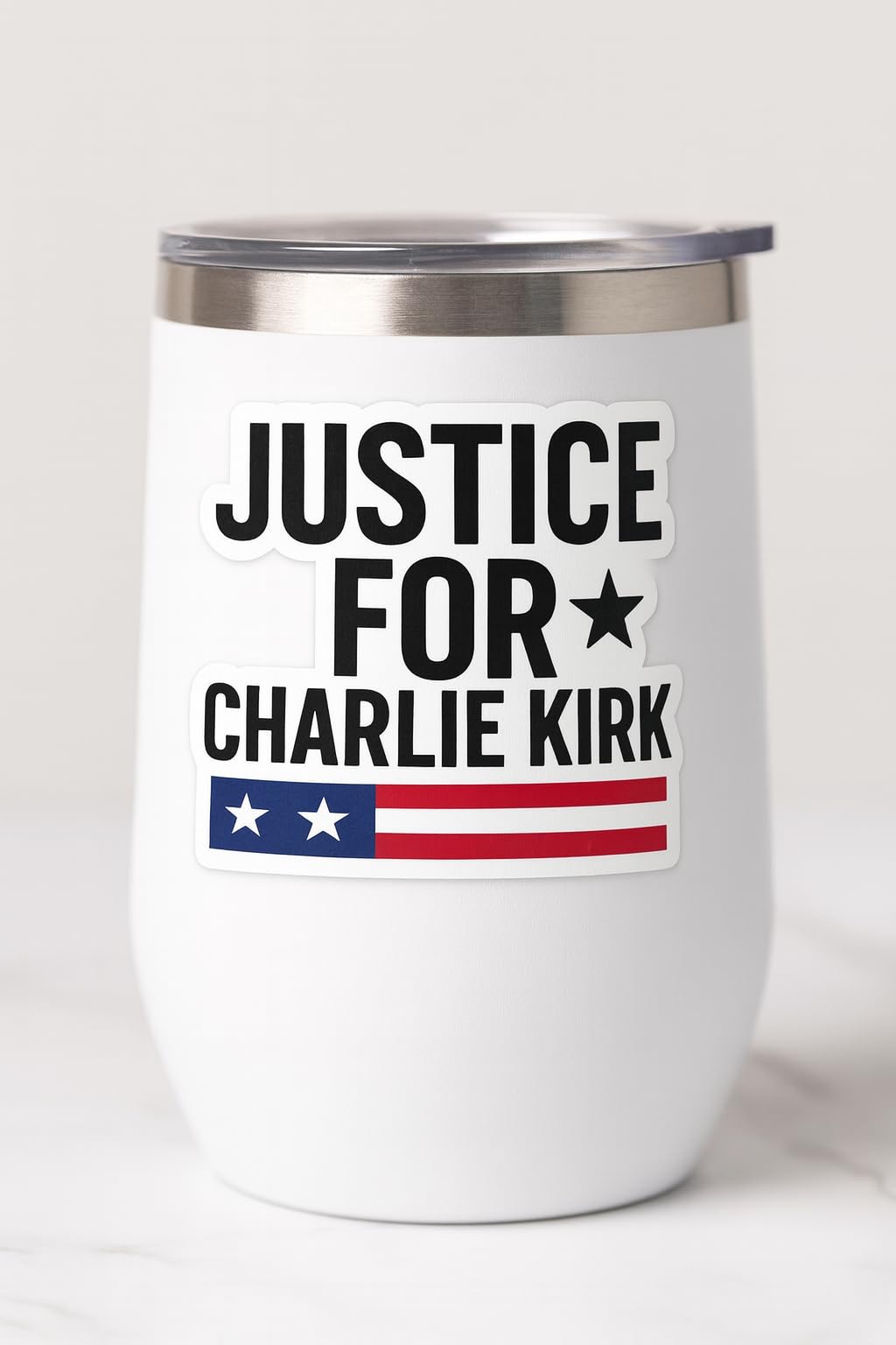 Patriotic Die-Cut Vinyl Sticker, Multi-Color American Flag Design, 5 Inch, Justice for Charlie Kirk