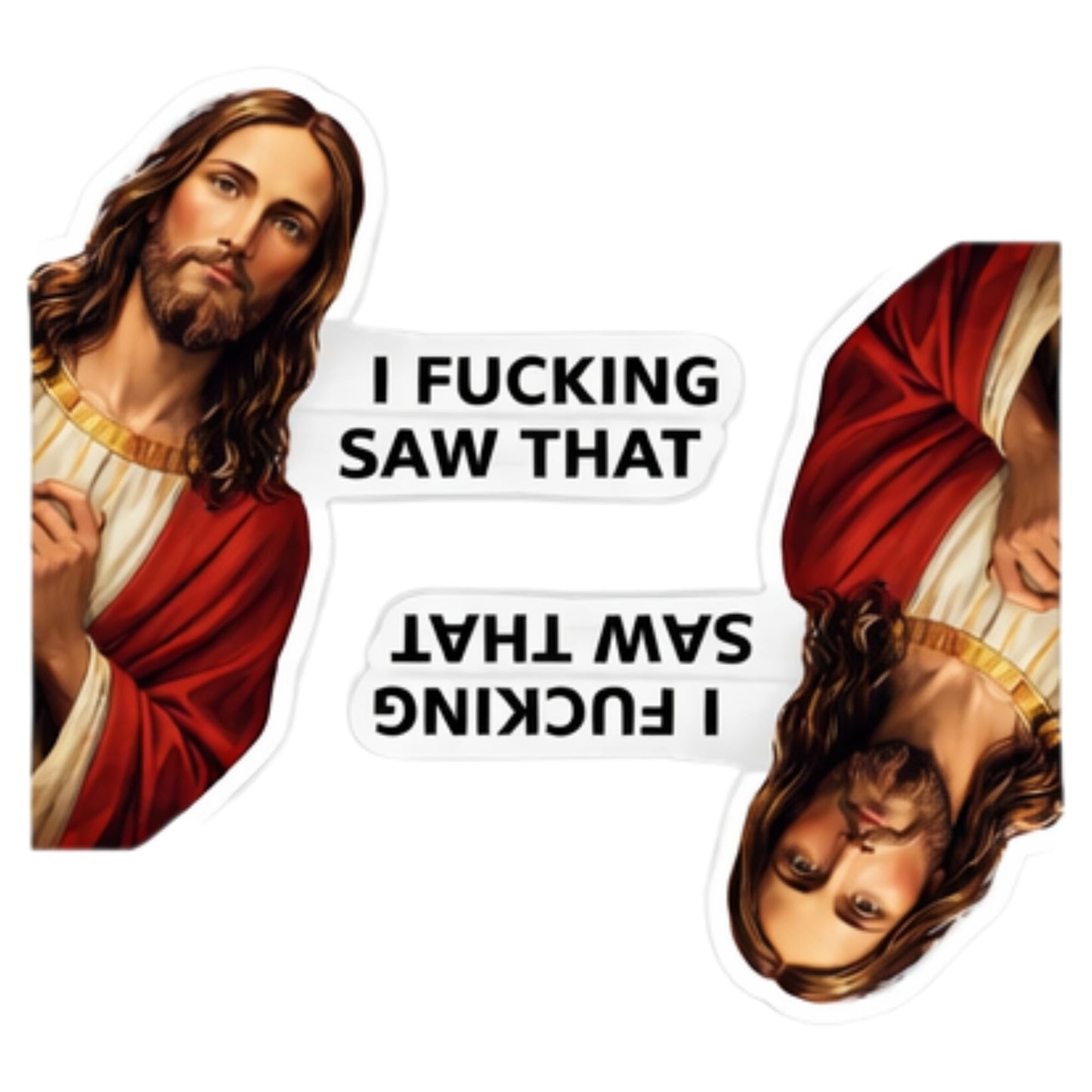 I Fucking Saw That Jesus Sticker 12 Pack – 3 Inch Funny Religious Meme Vinyl Stickers – Laptop Car Water Bottle Decals