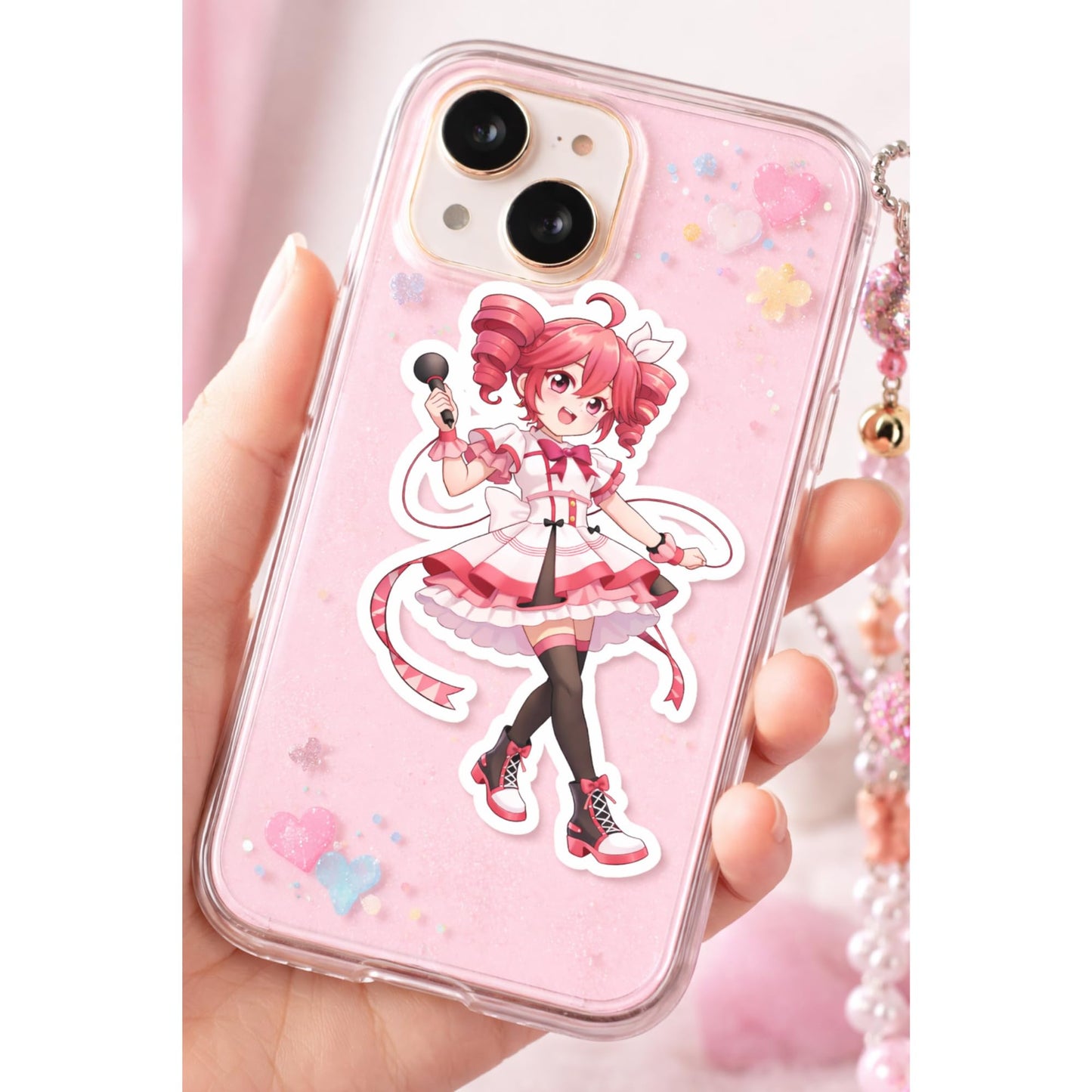 Cute Style Idol Stickers, 3 Pack, 3 Inch Vinyl Decals, Original Fan Art Kasane Teto Stickers for Laptop, Water Bottle, Phone Case