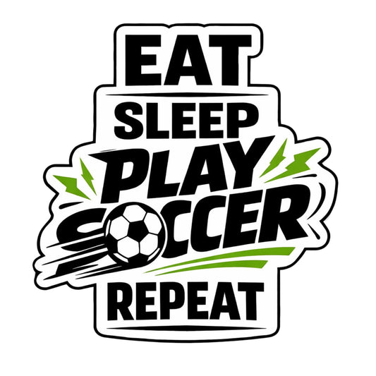 Eat Sleep Play Soccer Repeat Sticker 3 Pack, 3 Inch Soccer Decals, Water Bottle Laptop Car Sticker Set, Soccer Player Gift