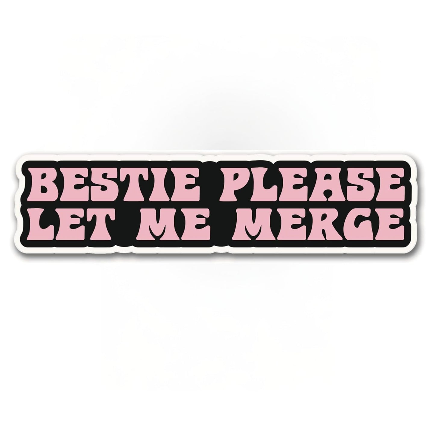 Bestie Please Let Me Merge Car Decal, Pink and Black Vinyl Bumper Stickers, 8.5x2 Inch, 2 Pack, Funny Driver Gift