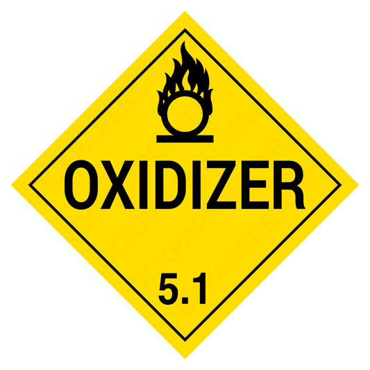 Oxidizer Class 5.1 Placard – 10.75” Hazard Warning Label – Yellow Diamond Safety Sticker for Transport & Warehouse Use – Industrial Grade Cast Vinyl with UV laminate