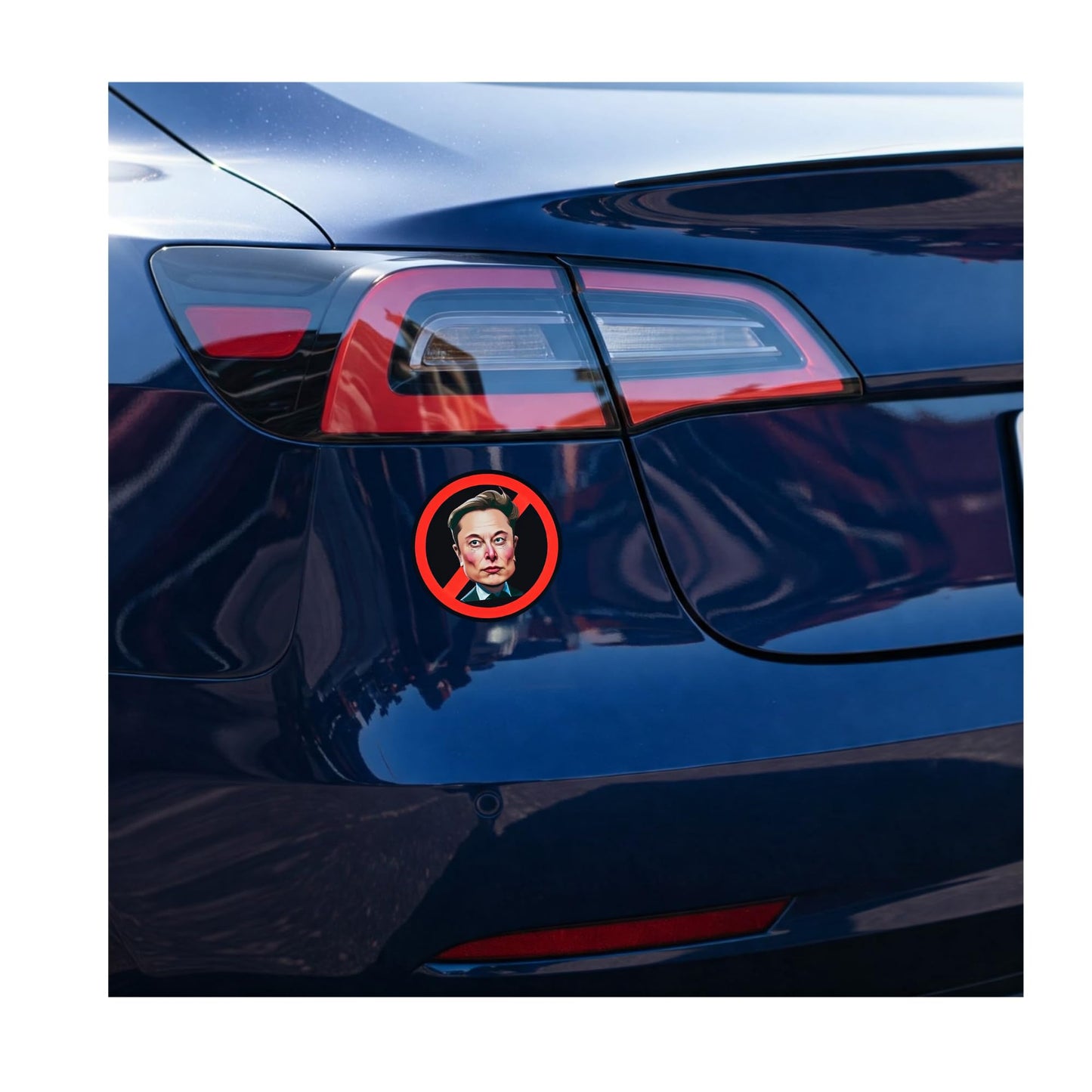 No Elon Protest Sticker, 4 Inch Vinyl Sticker for Car, Laptop, and Water Bottle, Red and Black