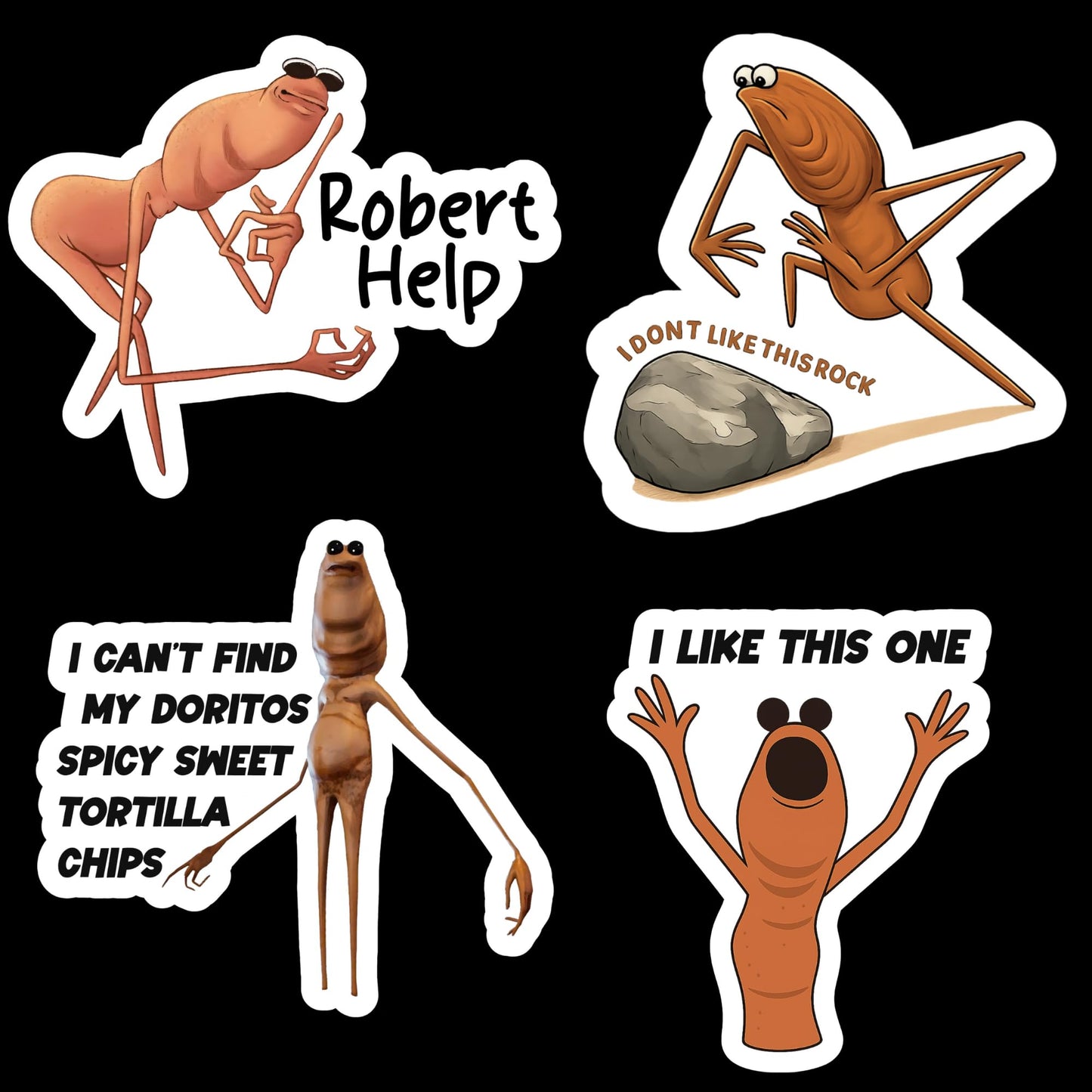 Marcus The Worm Meme Sticker Pack, 20 Pieces Funny Cartoon Vinyl Decals, 2 Inch Multicolor Stickers for Laptop, Water Bottle, Car, Scrapbook