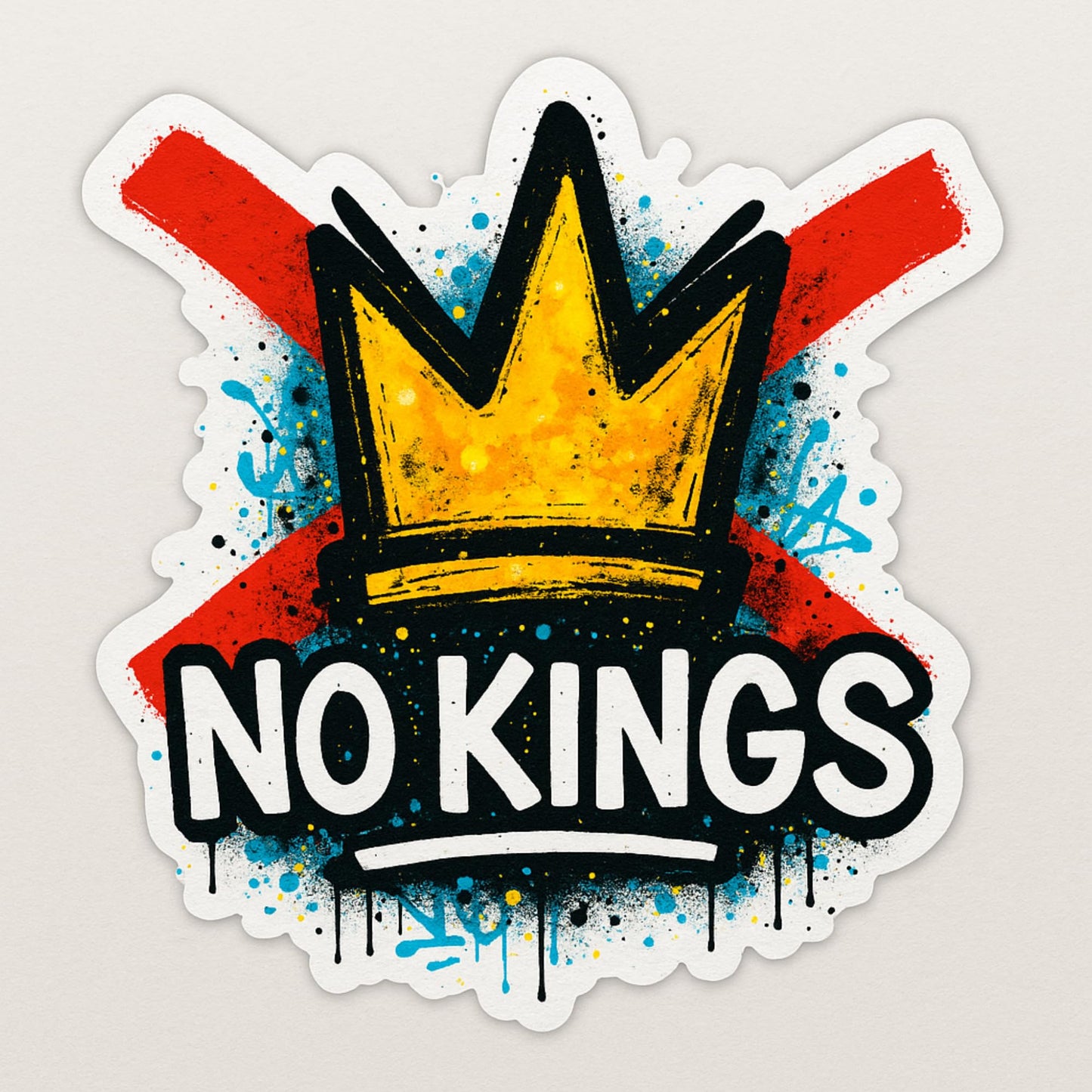 No Kings Sticker, 5 Inch Vinyl Decal, Crown Design, Weather and UV-Resistant