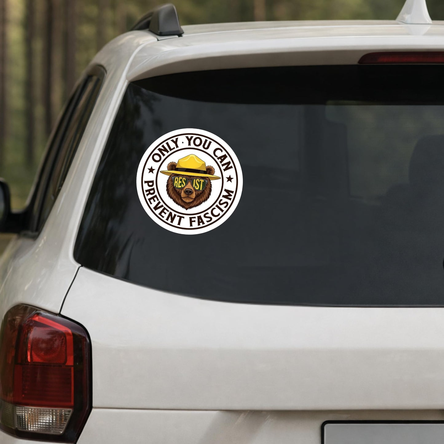 Resist Bear Sticker, Only You Can Prevent Fascism Vinyl Decal, Waterproof Die Cut for Laptop Water Bottle Car Truck, 5x5 Inch