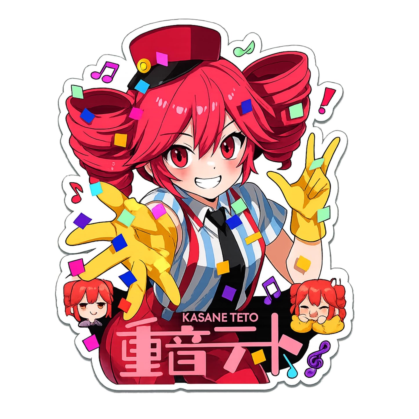 Kasane Teto Stickers 3 Inch 3 Pack Die Cut Vinyl Anime Sticker Set Cute Vocaloid Style Decals for Laptop Water Bottle Phone Car