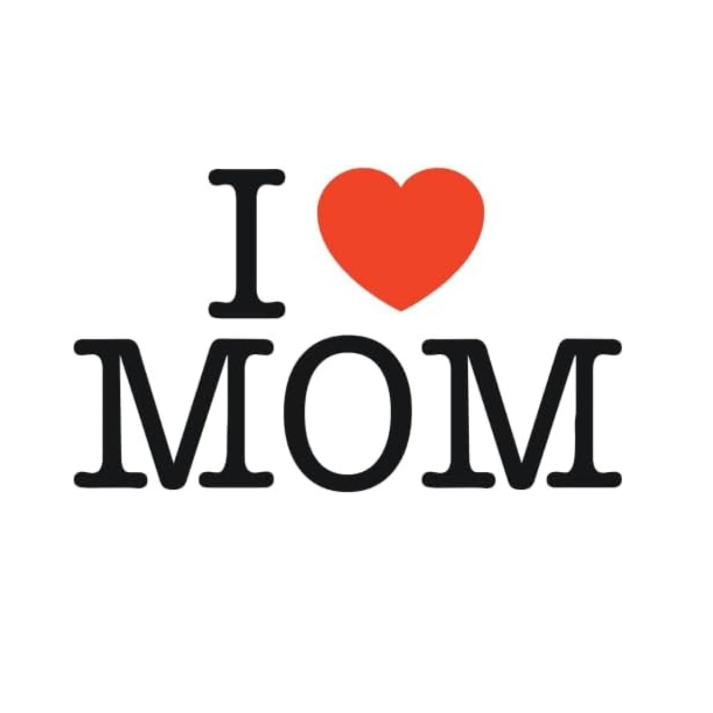 I Love Mom Vinyl Sticker, 3x2 inches, Black and Red Heart Design, Perfect for Laptops and Water Bottles (6 Pack)