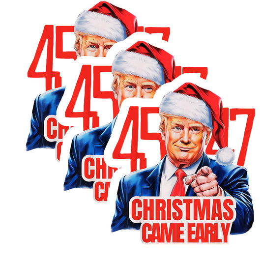 Christmas Political Trump Sticker Pack — 3 Inch Vinyl Decal — Holiday Humor Sticker — Funny Conservative Gift — Waterproof Laptop/Car/Tumbler Stickers — 3 Pack