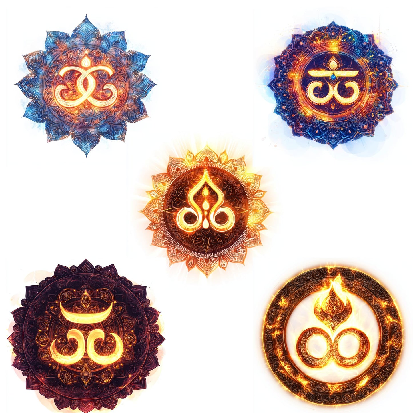 Mandala Symbol Sticker Set – 5 Pack – 3 Inch Glossy Vinyl – Sacred Geometry Spiritual Decals for Yoga Journals Laptops and Meditation Spaces