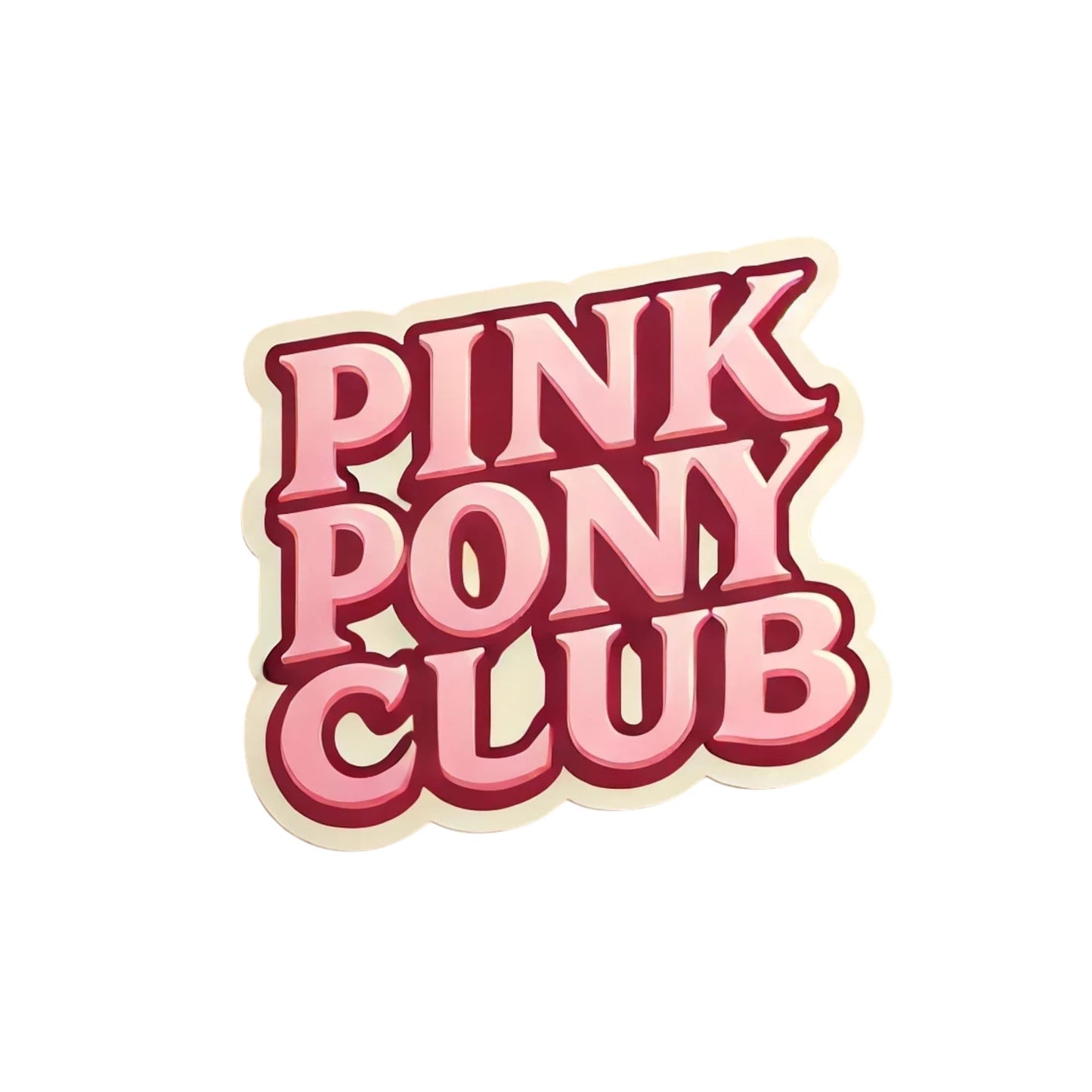 Pink Pony Club Vinyl Sticker, Stacked Hot Pink Logo Design by RockPaperStikrz