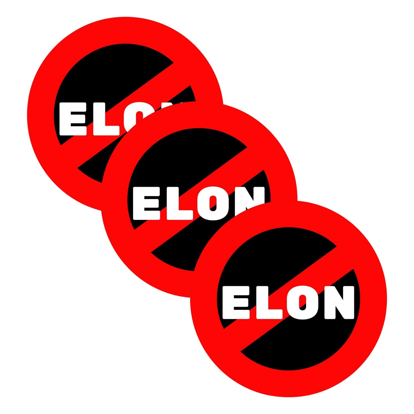 Anti Elon NO Elon Musk 4 inch Round Vinyl Sticker (3 Pack) for Tesla Owners, Bumper Sticker, Laptops, Phone Cases, Tumblers and More
