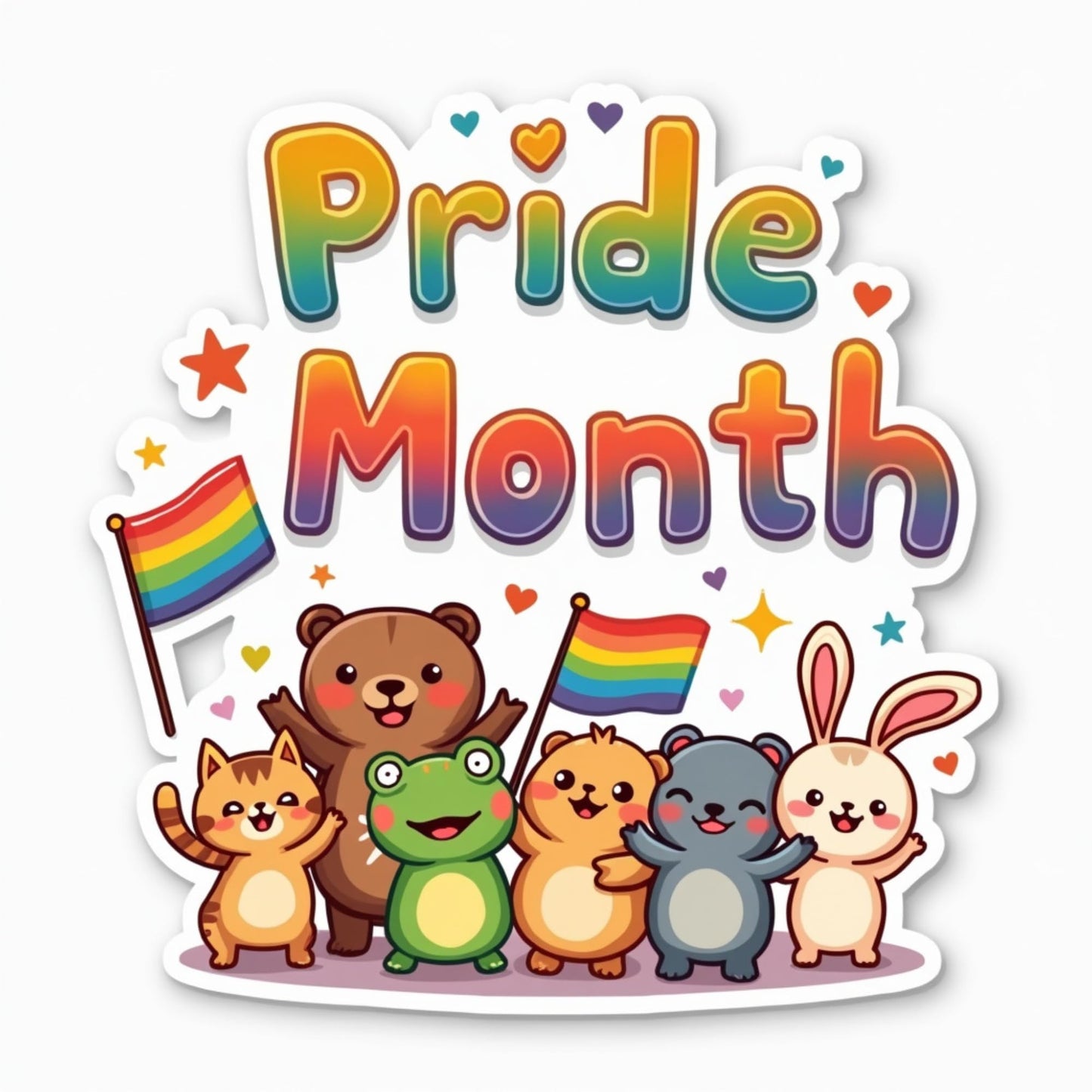 Pride Month Celebration Vinyl Sticker, Rainbow Animal Design, LGBTQ+ Support Decal