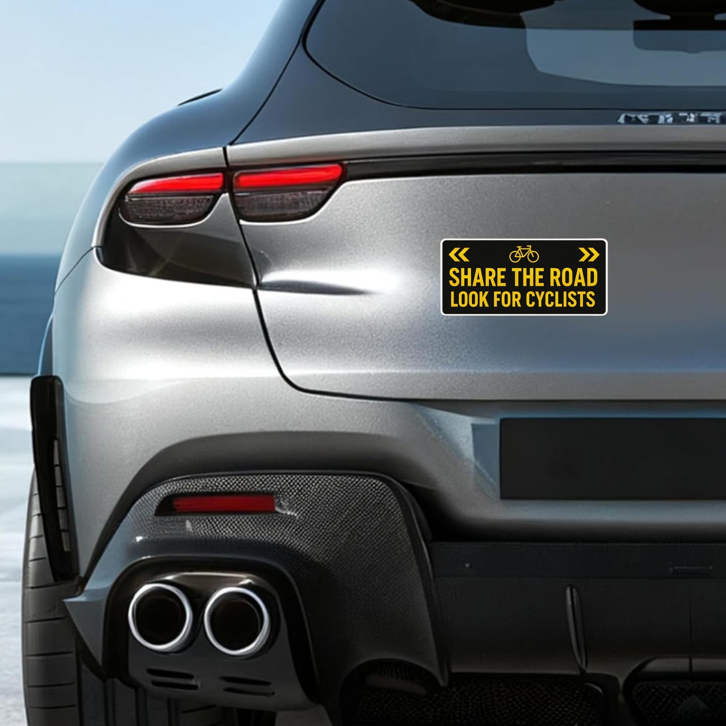 Share the Road Look for Cyclists UV-Resistant Vinyl Bumper Sticker – 6.5 × 2.5 in Yellow Safety Awareness Decal for Cars, Trucks & Helmets | Durable Weatherproof Bicycle Sign Sticker