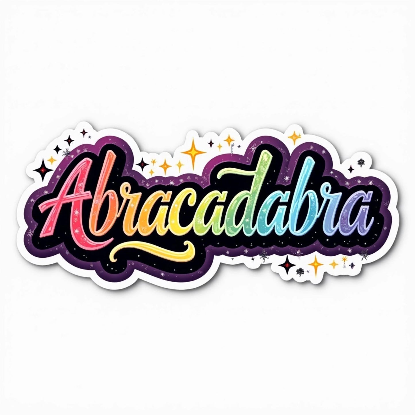 Rainbow Pride Abracadabra Sticker Set, Magical Text Design, 4 x 1.5 inches, 2-Pack
