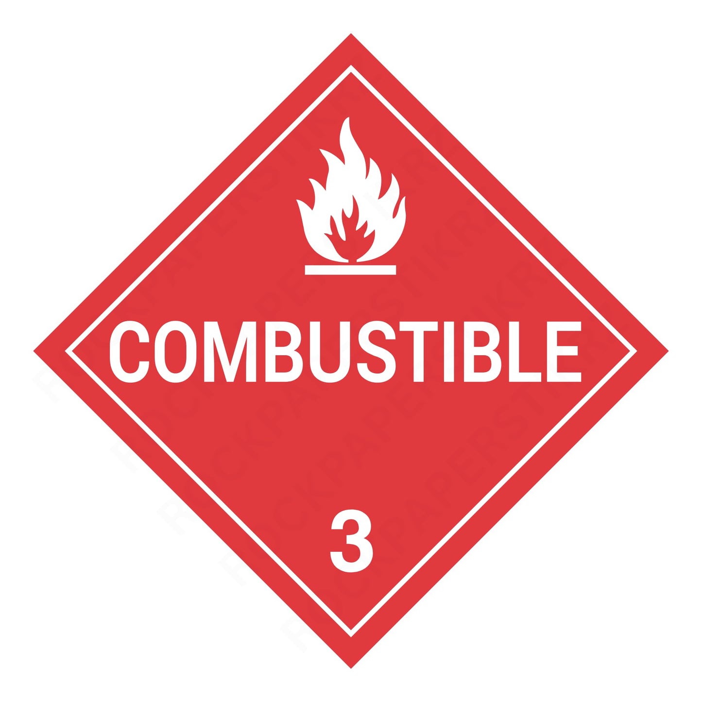 Combustible Class 3 Placard – 10.75” Hazard Warning Label – Red Diamond Safety Sticker for Transport & Warehouse Use – Industrial Grade Cast Vinyl with UV Overlaminate