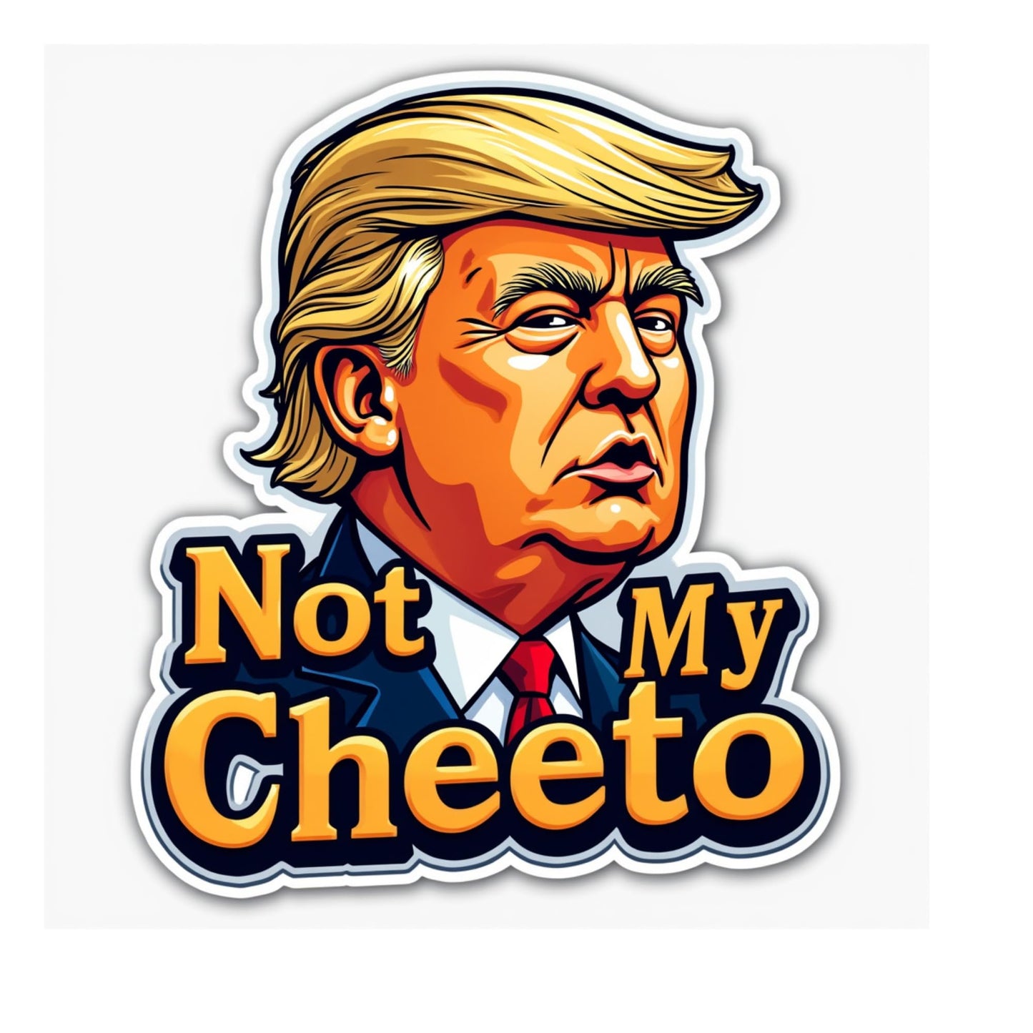 Not My Cheeto Funny Political Vinyl Sticker, Orange Caricature Design, Laptop and Car Bumper Decal Sticker (4 Inch)