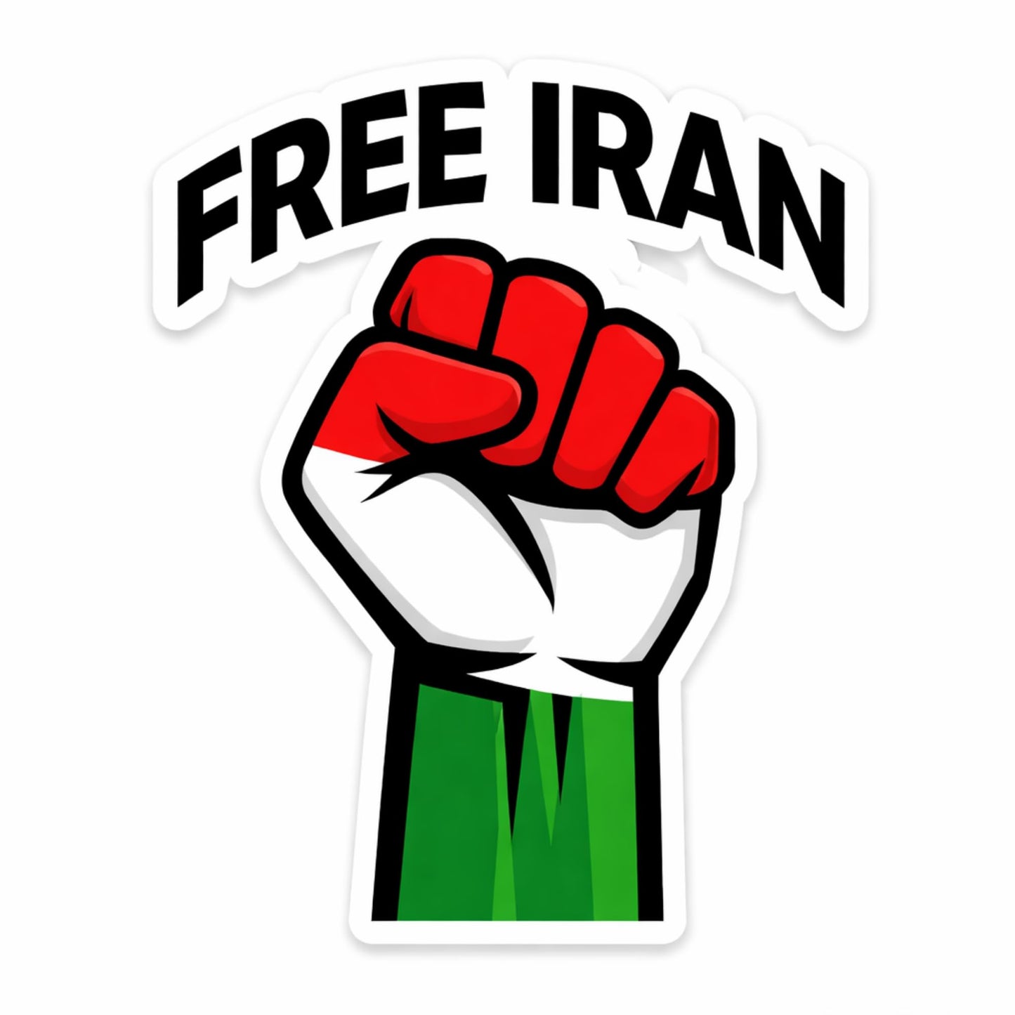 Free Iran Sticker 3 Pack, 3 Inch Waterproof Vinyl Decal, Political Protest Design with Raised Fist, Laptop Water Bottle Bumper Stickers