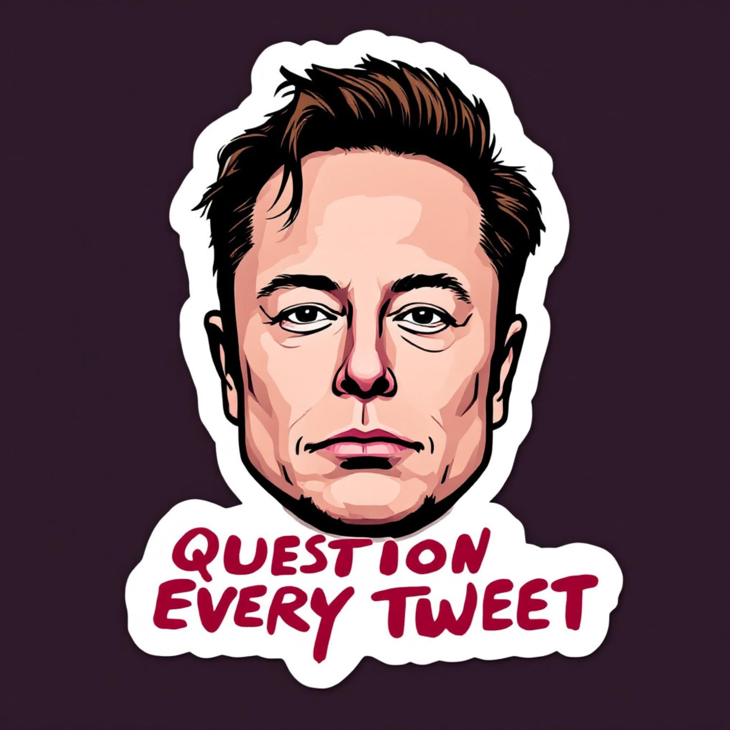 Anti-Elon Musk Question Every Tweet Sticker 3-Pack - 3 x 3.5 Inches