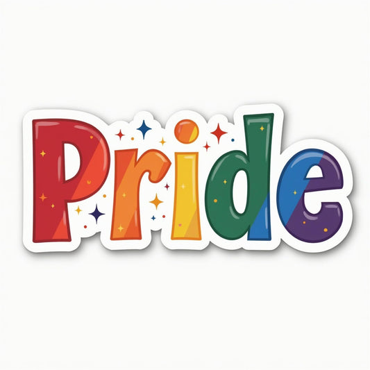 Pride Rainbow Block Letters Vinyl Sticker – LGBTQ+ Colorful Pride Month Sticker, 3.5 x 2 Inch Decal for Laptop, Water Bottle, Tumbler