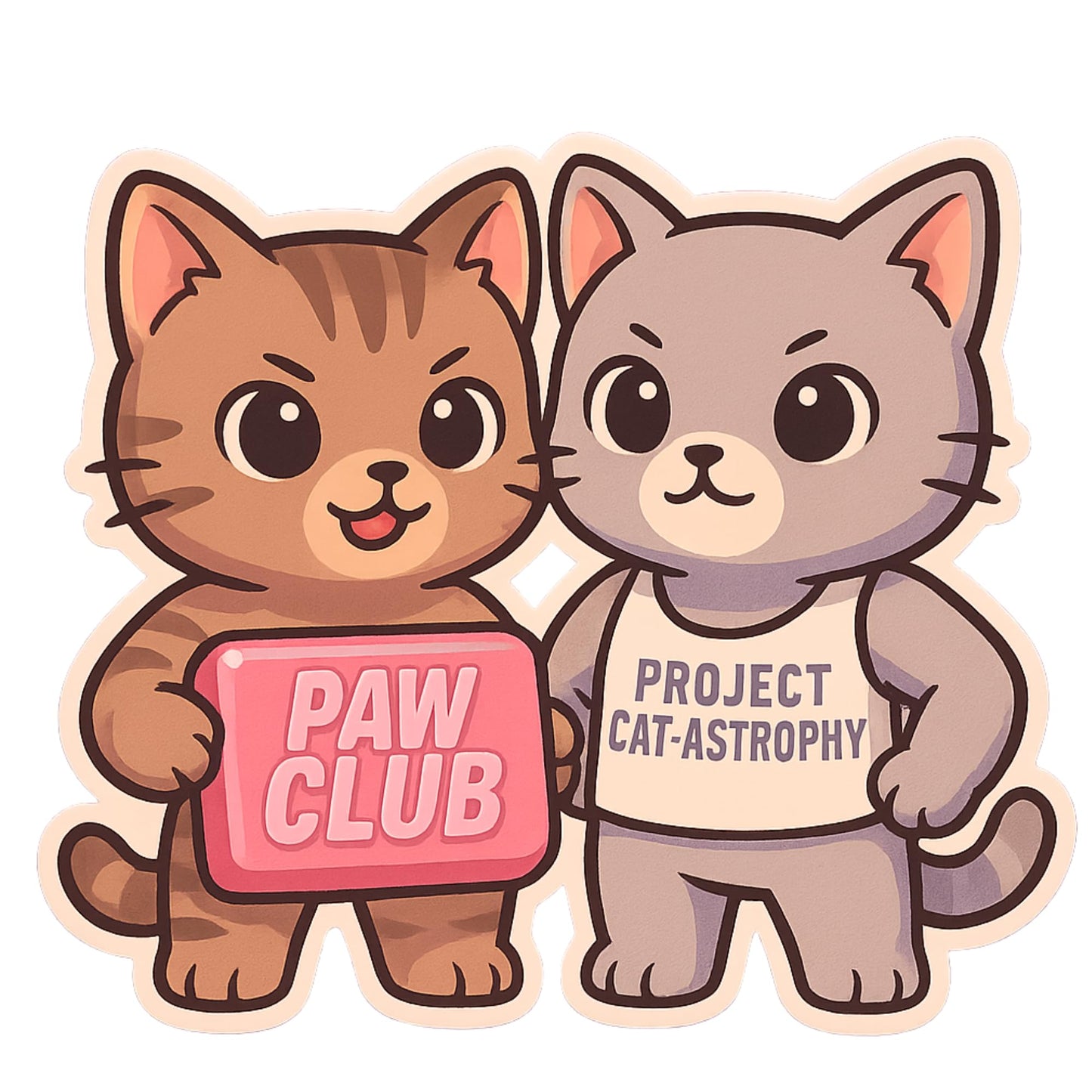 Paw Fight Club Kawaii Cat Vinyl Stickers, 3 Inch UV-Resistant Decals, 3 Pack Set for Laptops, Water Bottles, Cars, Cute Fight Club Parody Design