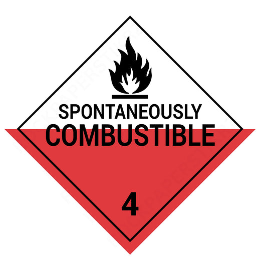 Spontaneously Combustible Class 4 Placard – 10.75” Hazard Warning Label – Red & White Split Diamond Safety Sticker for Transport & Warehouse Use – Industrial Grade Cast Vinyl with UV Overlaminate