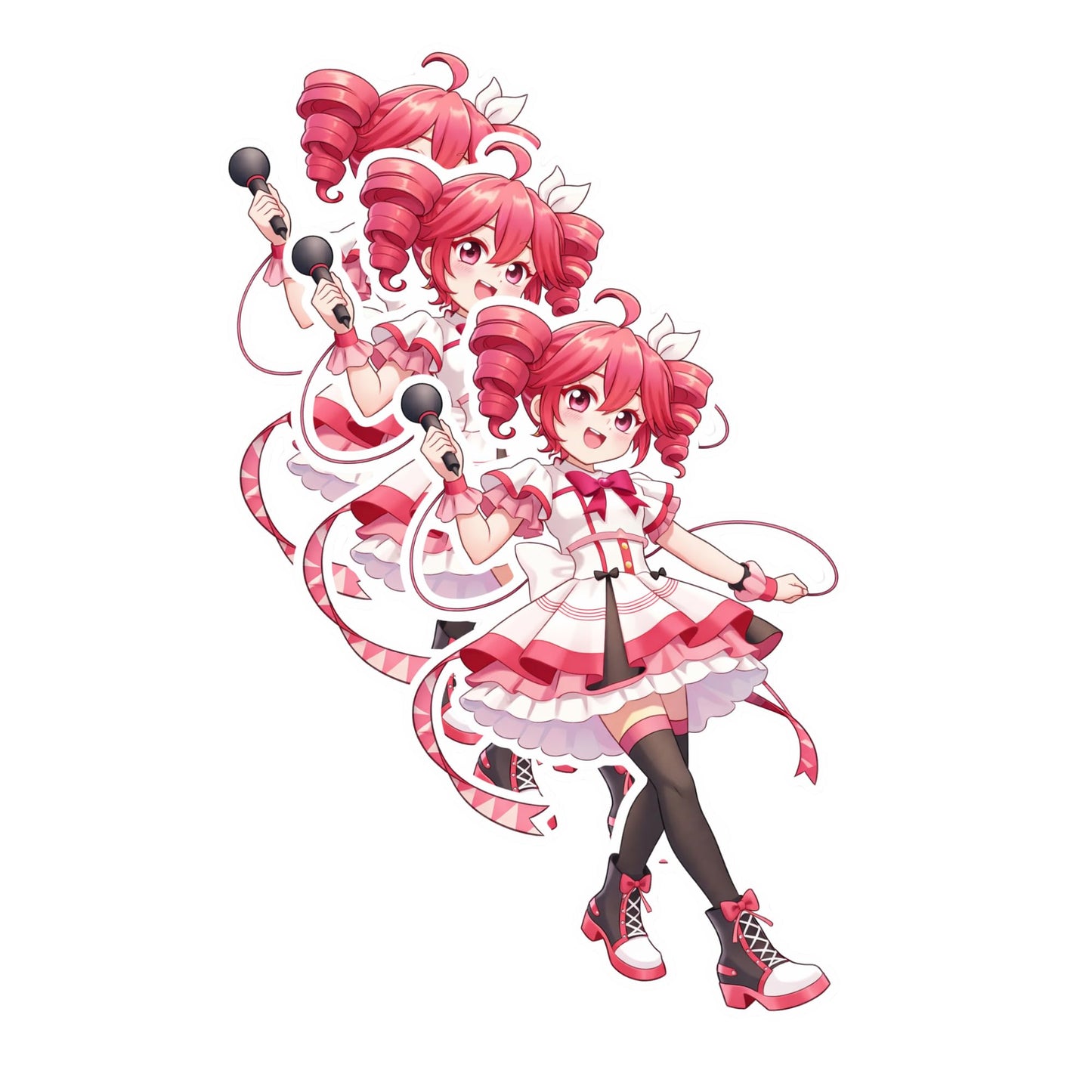 Cute Style Idol Stickers, 3 Pack, 3 Inch Vinyl Decals, Original Fan Art Kasane Teto Stickers for Laptop, Water Bottle, Phone Case