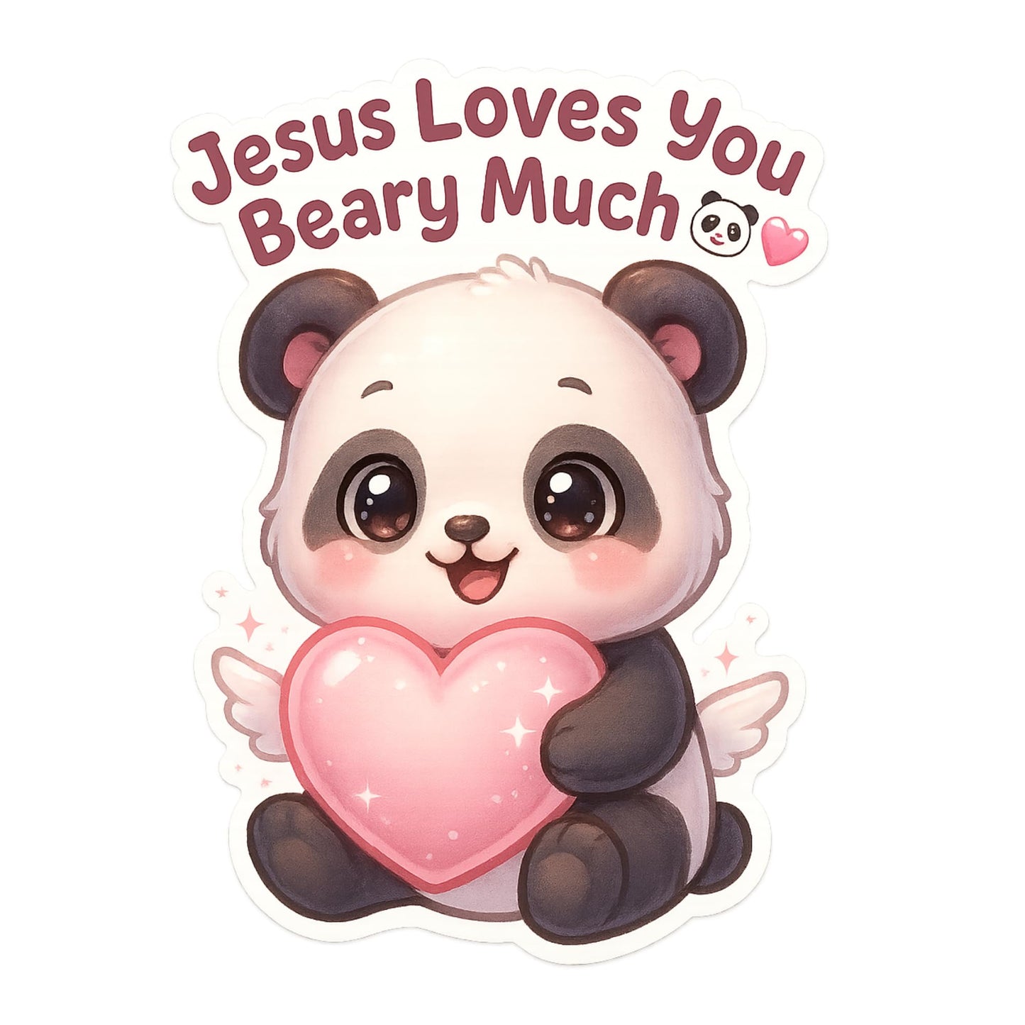 Jesus Loves You Beary Much Panda Sticker, Cute Christian Vinyl Decal, 5 Inch