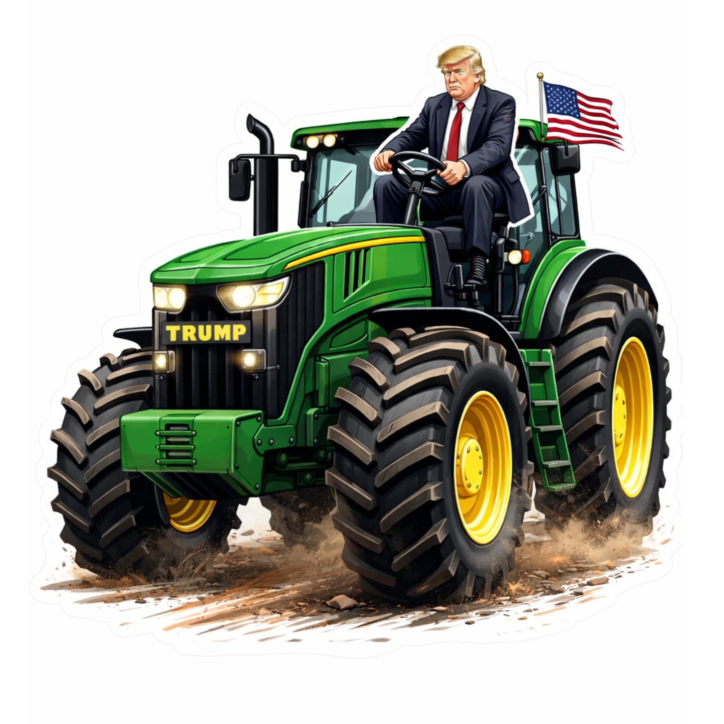 Trump On A Tractor Vinyl Stickers 3 Inch Waterproof Die Cut Decals 3 Pack American Flag Farm Truck Art