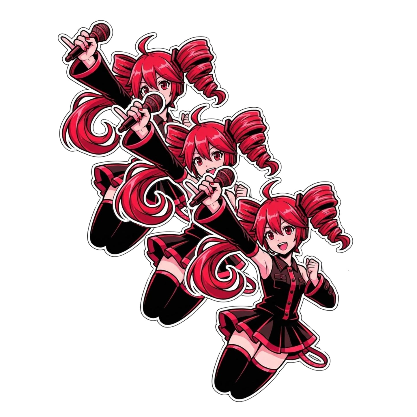 Kasane Teto Stickers Pack 3 Inch 3 Pack Anime Style Vinyl Decals - Perfect for Laptops, Tumblers and Cell Phones, TETO!
