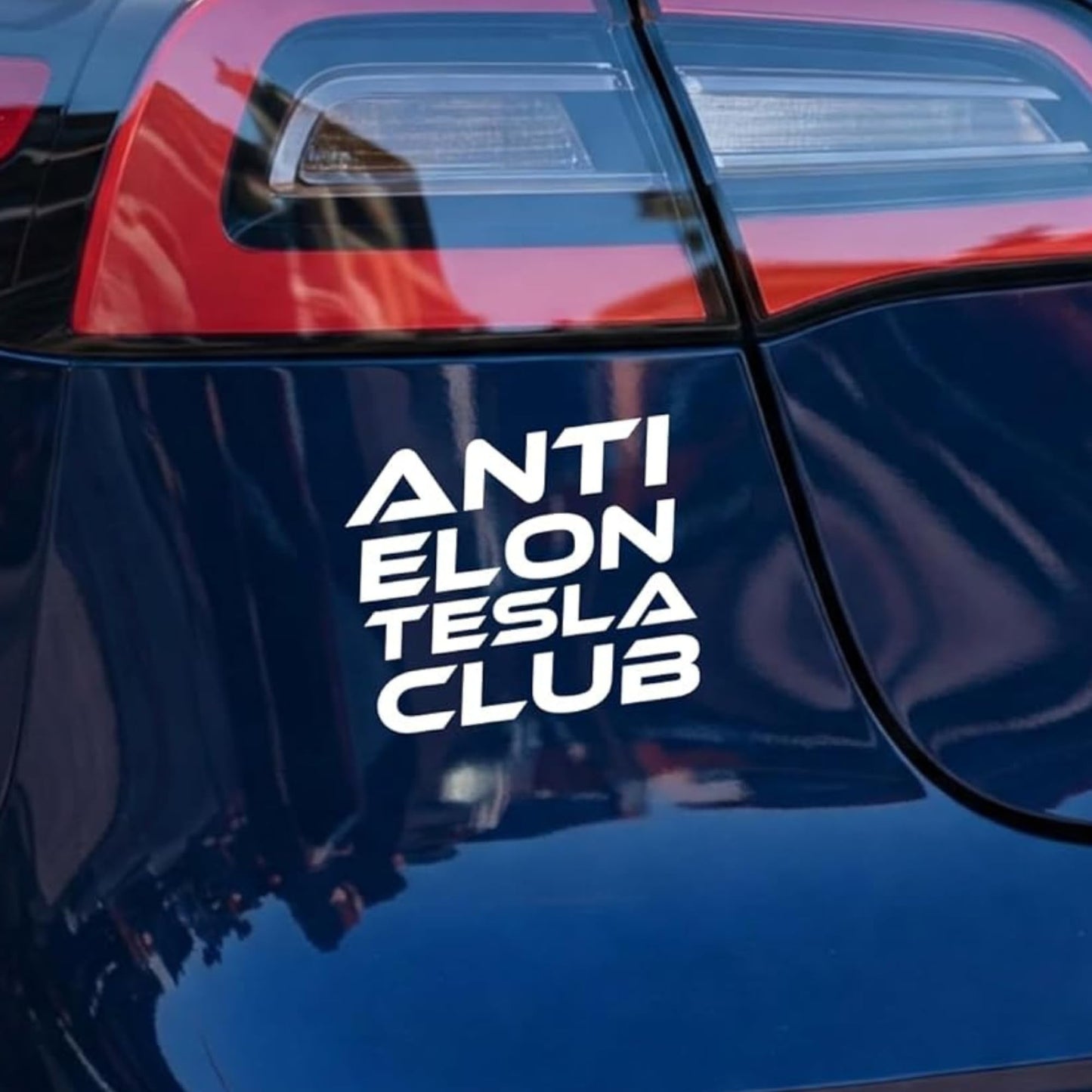 Anti Elon Tesla Club Vinyl Decal, Matte White, 4.5 x 5.5 inches, Water Proof