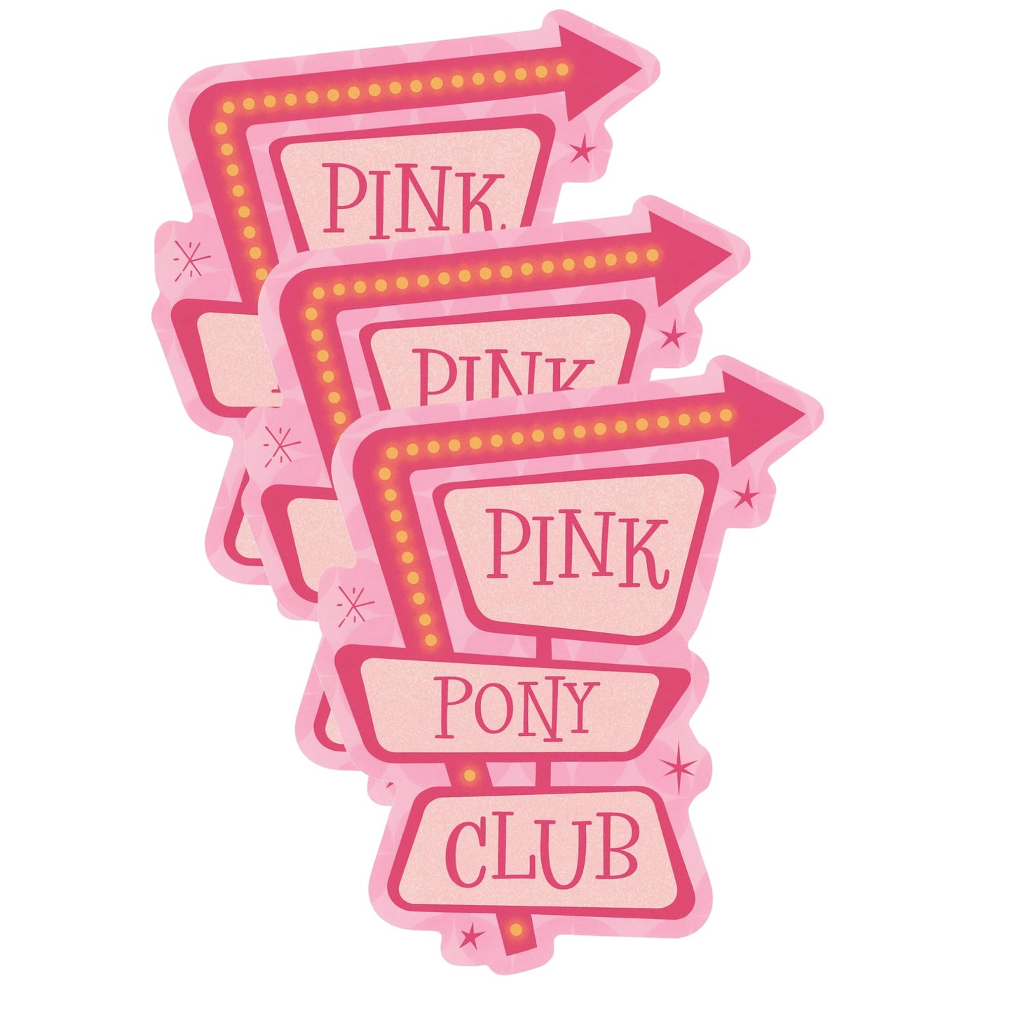 Pink Pony Club Vinyl Sticker, Decorative Retro Sign Design, Pink with LED-Style Arrow