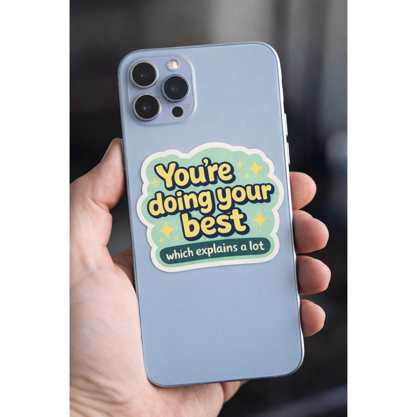 Negative Affirmation Stickers, 3 Inch, 6 Pack, Funny Sarcastic Motivation Stickers for Laptop Water Bottle Phone Case Journal Office Humor Vinyl Decals