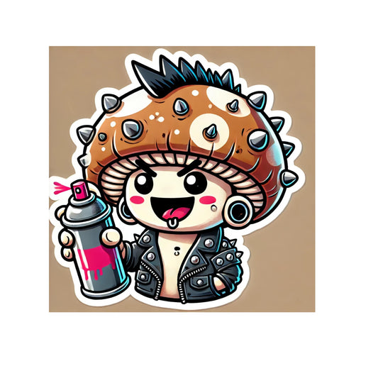 Punk Rock Mushroom Vinyl Sticker, Rainbow Spraypaint Design, Alternative Art Decal by RockPaperStikrz
