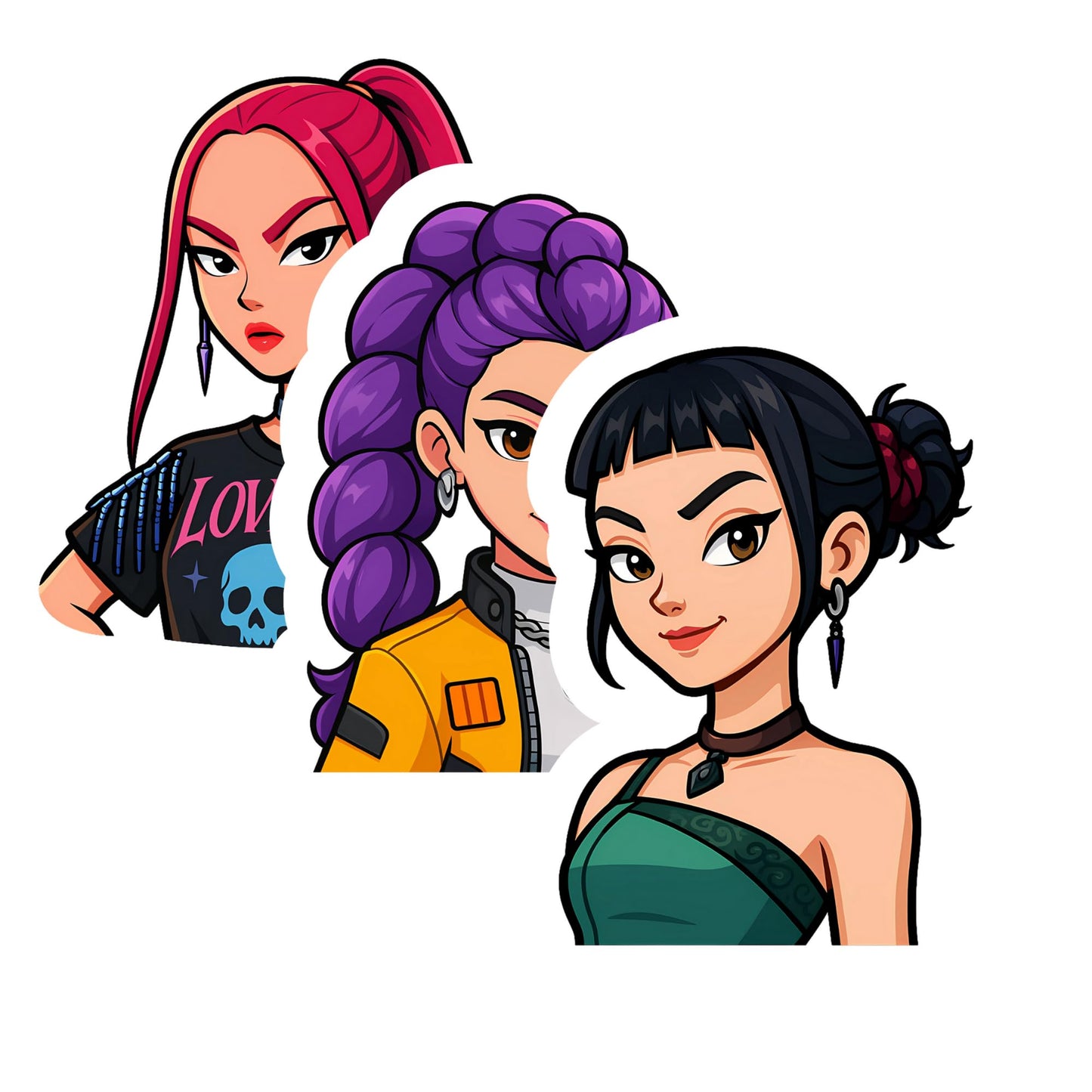 3 Pack Cute Anime Girl Stickers – 3 Inch UV Resistant Vinyl Decals for Laptops Water Bottles Tablets Skateboards & More