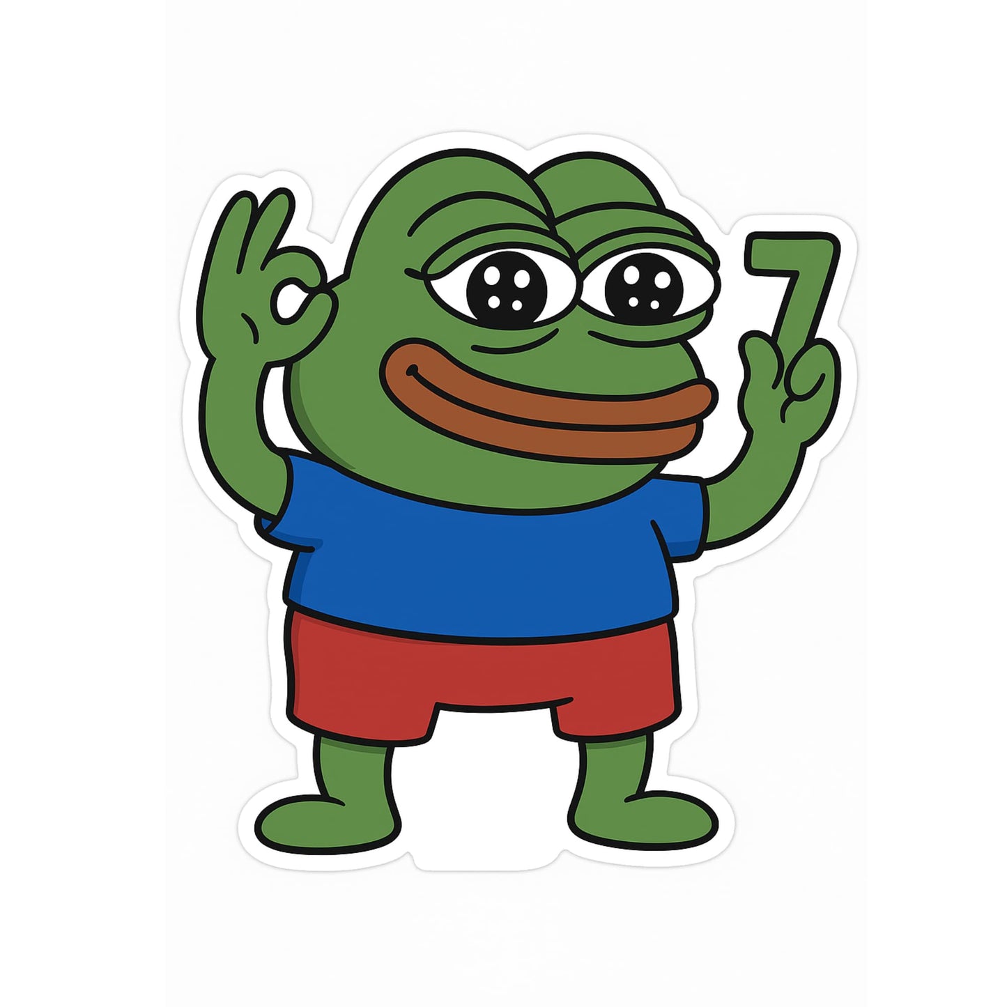 Cute Meme Frog Sticker Throwing 67 Hand Sign Funny Vinyl Decal for Laptop Water Bottle Car Hydroflask