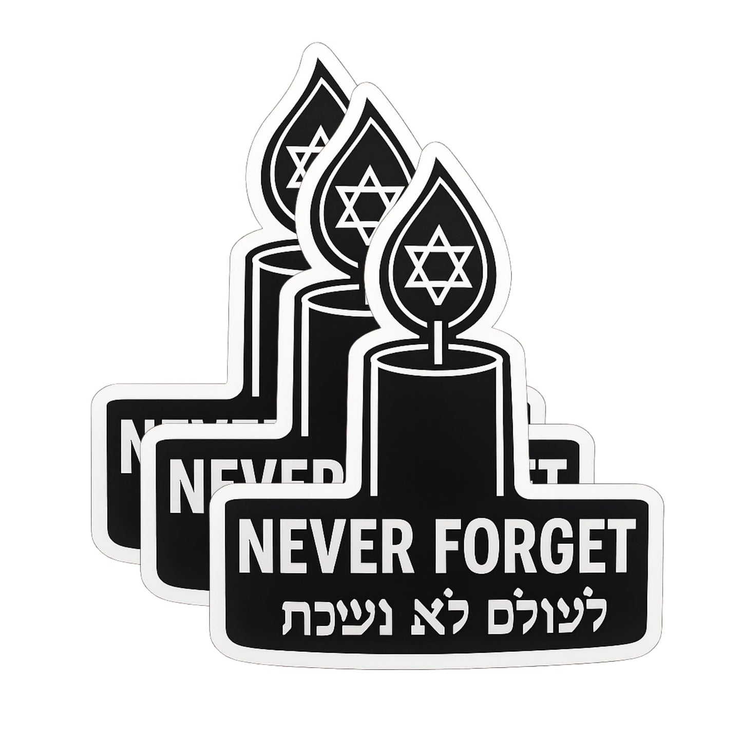 Never Forget Memorial Candle Decals, 3 Inch Vinyl Stickers, Waterproof Outdoor Memorial Sticker, 3 Pack