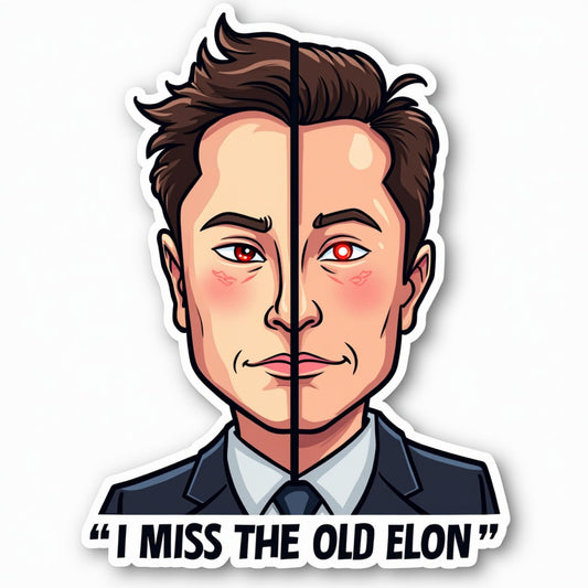 I Miss The Old Elon Sticker - Funny 4x3.25 Inch Vinyl Decal for Laptops, Bumpers, and Water Bottles