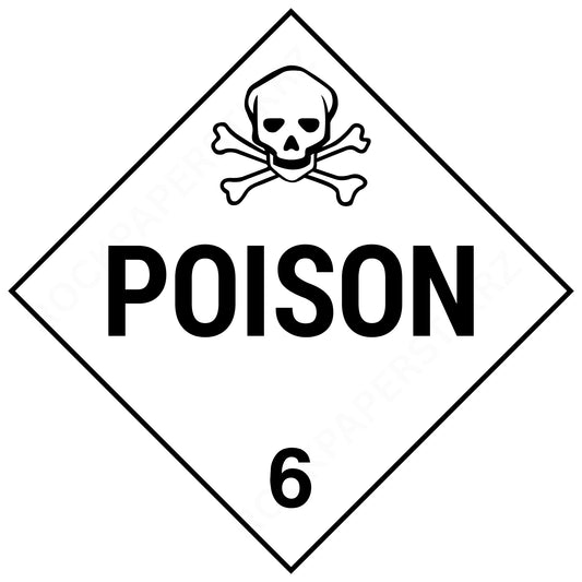 Poison Class 6 Placard – 10.75” Hazard Warning Label – White Diamond Safety Sticker for Transport & Warehouse Use – Industrial Grade Cast Vinyl with UV Overlaminate