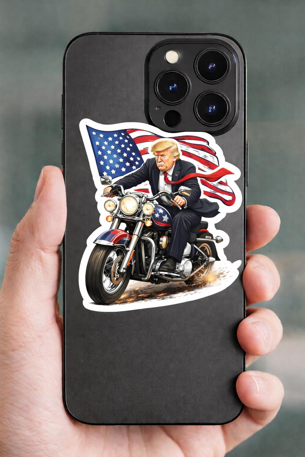 Donald Trump on a Motorcycle Sticker - 3" (3 Pack) - Funny Political Sticker - Vinyl Decal