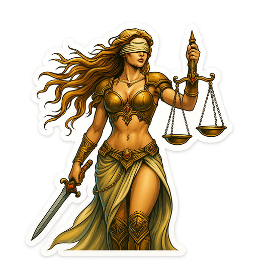 Lady Justice Warrior Die Cut Sticker, Multicolor, 6 Inch, Vinyl Decal Sticker